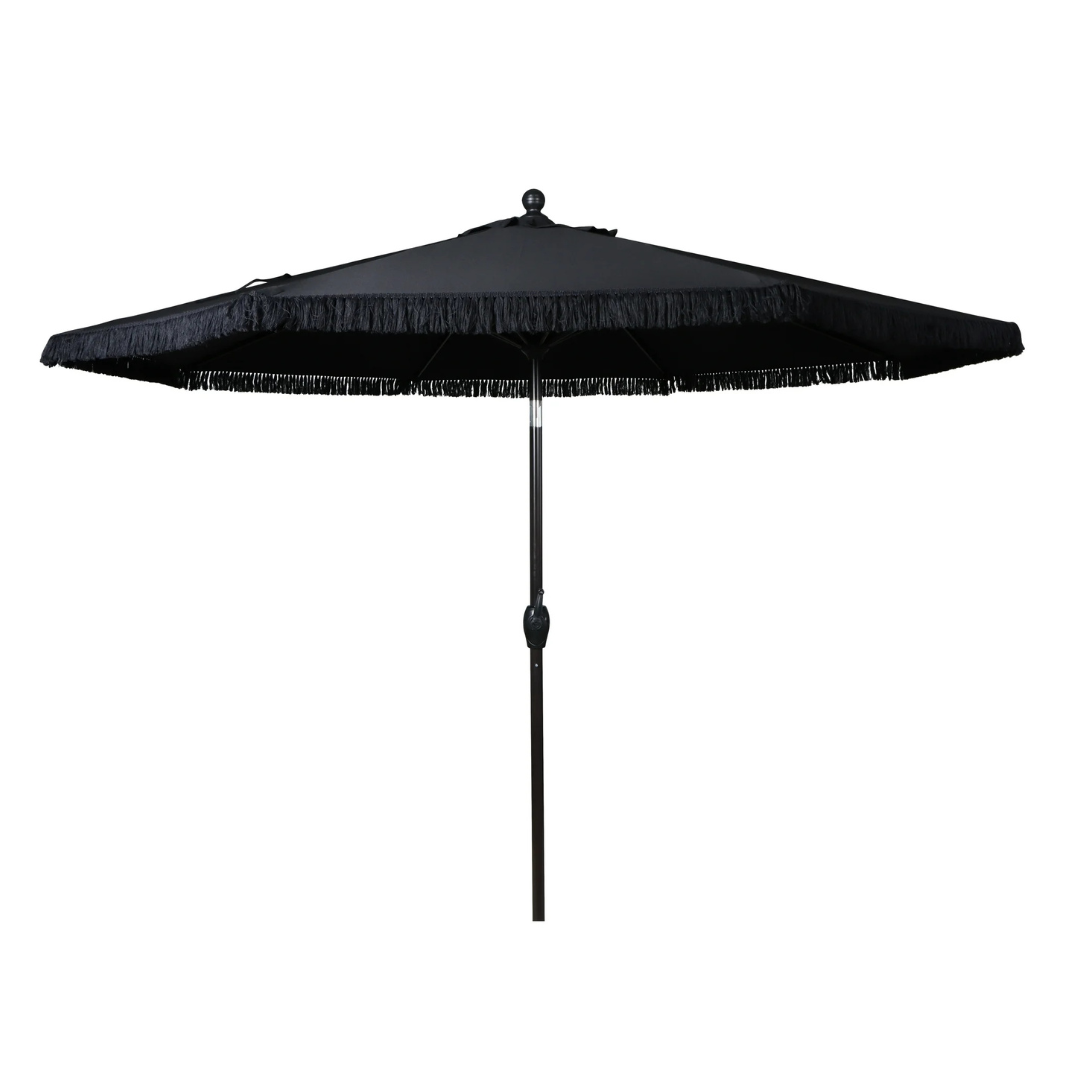 Better Homes & Gardens 8" Black Solid Print Round Market Patio Umbrella