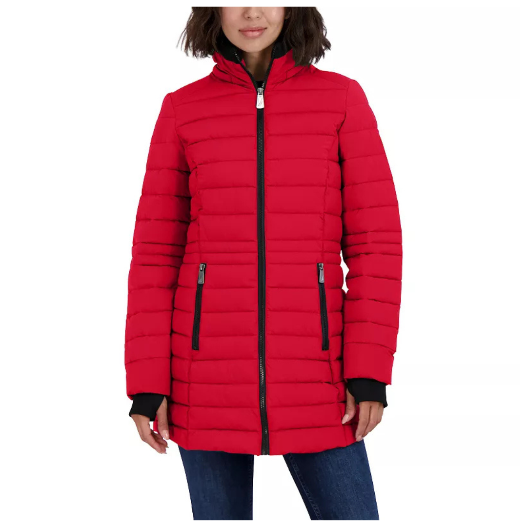 Nautica 3/4 Length Stretch Womens Puffer Jacket