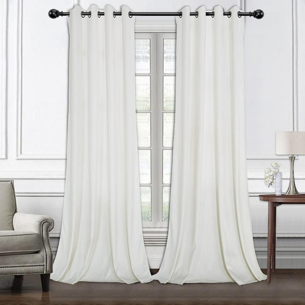 2 Panel Thermal Insulated Vanilla Velvet Curtains (52 x 63 Inch)