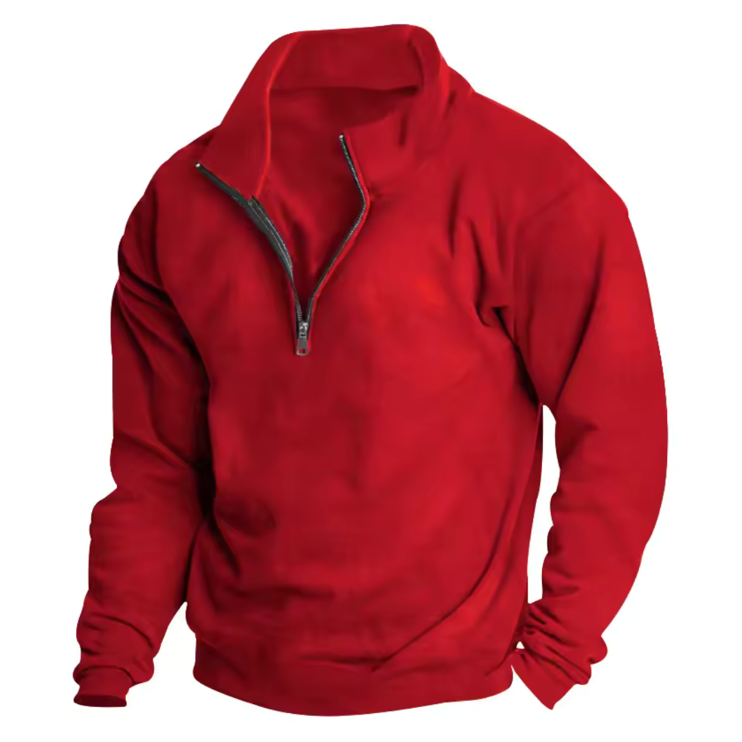 Men's Long Sleeve Fleece Sweatshirt With Half Zipper (Various Colors)