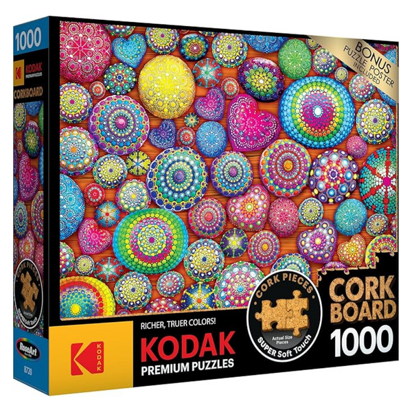 1000-Piece RoseArt Kodak Premium Cork Mandala Stones Jigsaw Puzzle