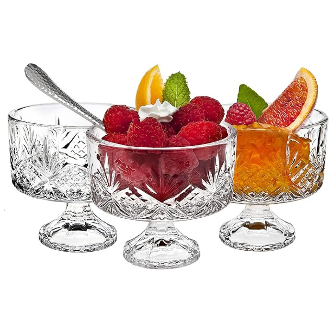 16-Piece Godinger Glass Dublin Tasters Bowls & Spoons Trifle Set (Clear)