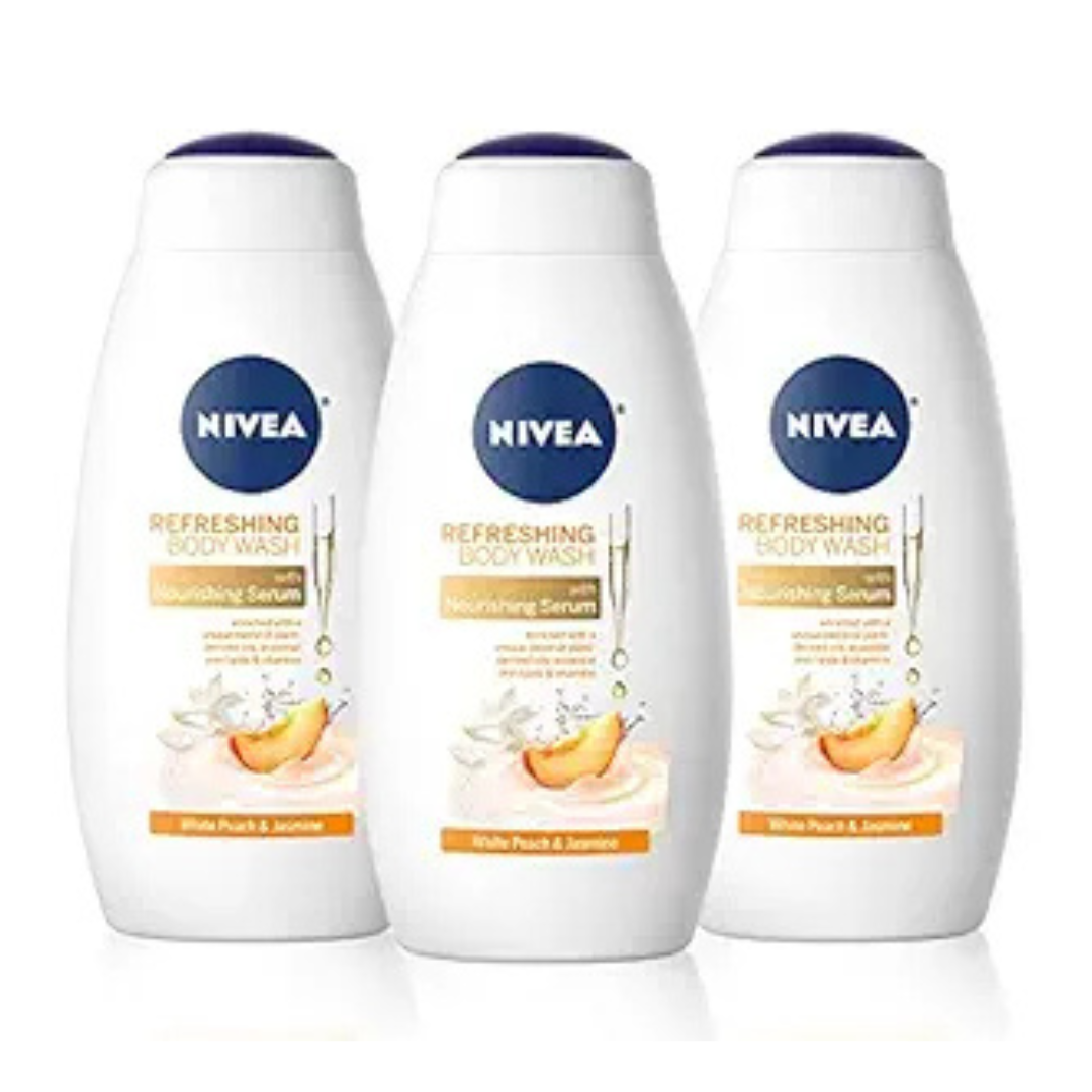 3-Pack NIVEA White Peach And Jasmine Body Wash