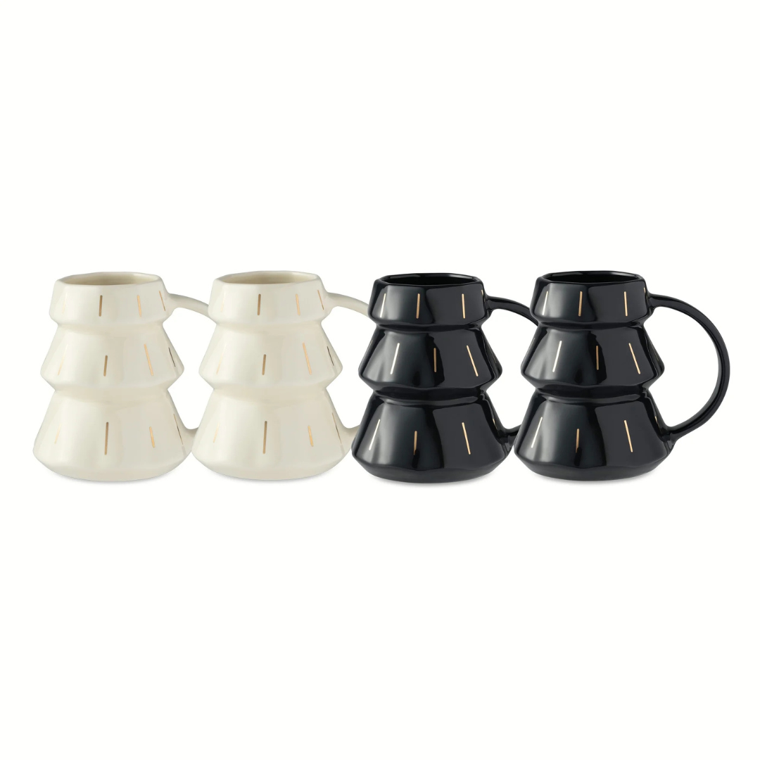 4-Pack Thyme & Table Tree Shape Ceramic Mugs, 15 Fl Oz