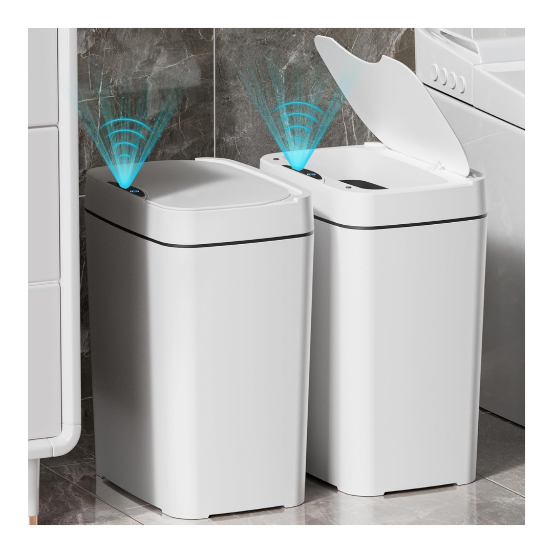 2-Pack 2.7 Gallon Bathroom Trash Can With Lid