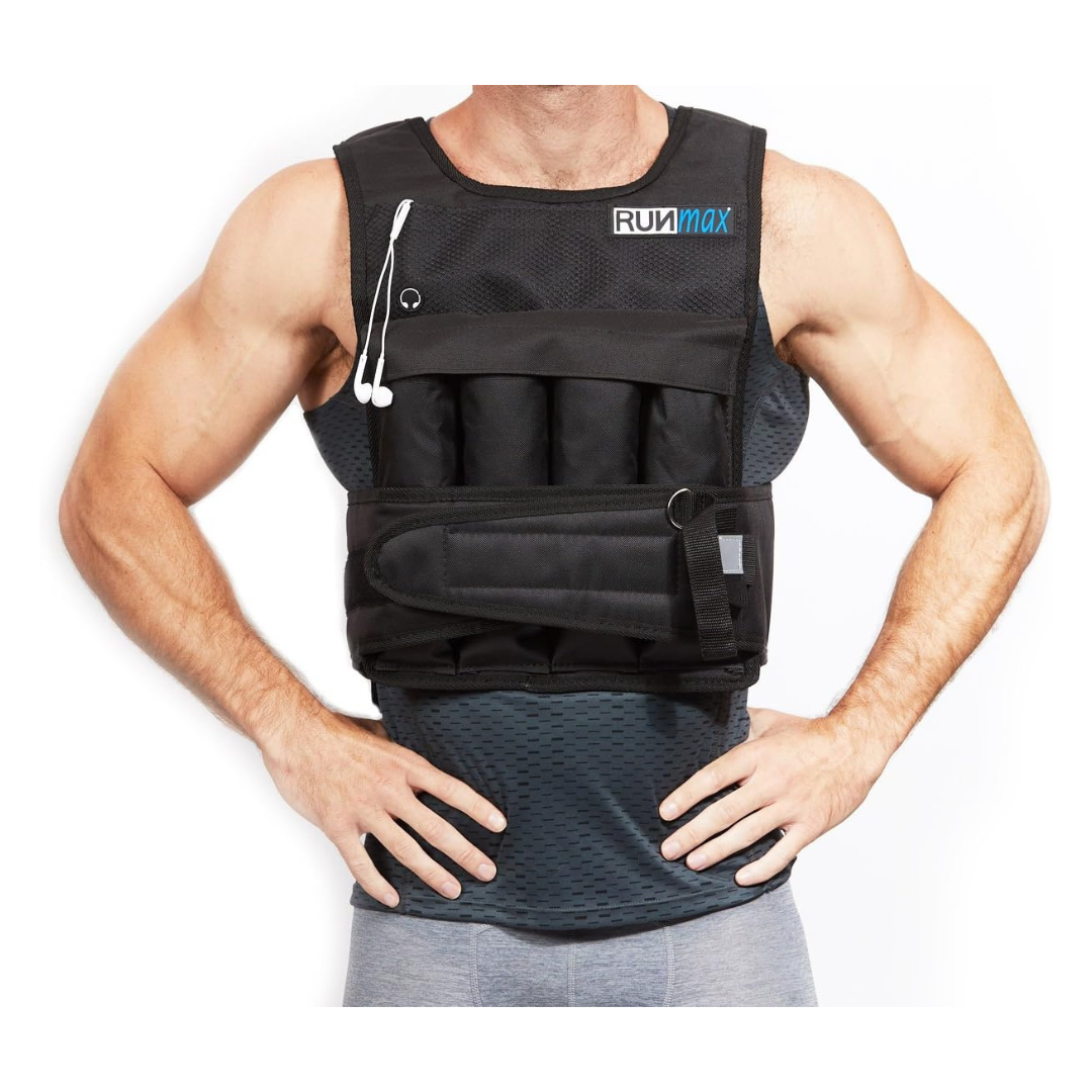 RUNmax Unisex 20LBS Adjustable Weighted Vest W/ Shoulder Pads