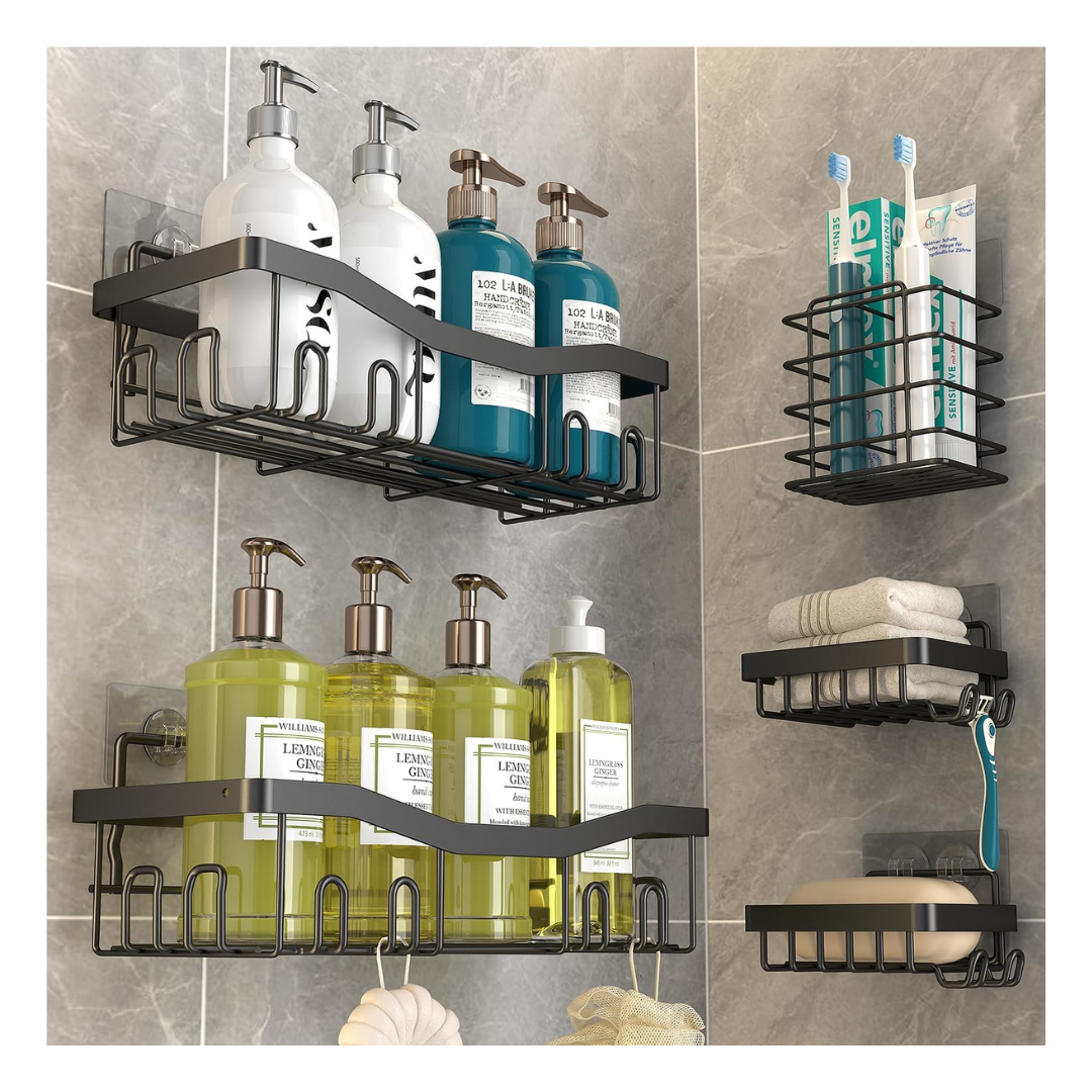 5-Piece Rustproof Bathroom Shower Shelves