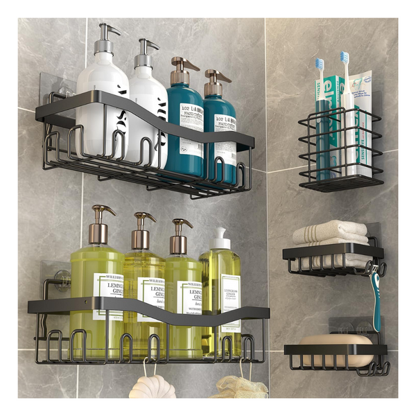 5-Piece Rustproof Bathroom Shower Shelves