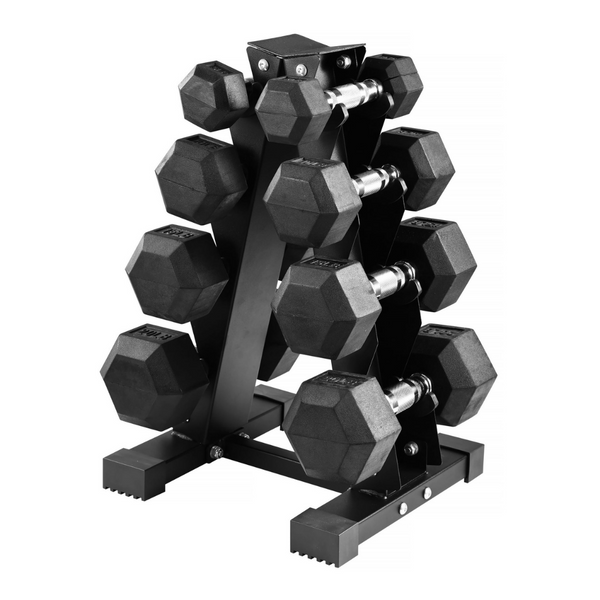 100-lbs BalanceFrom Rubber Coated Hex Dumbbell Weight Set W/ Rack