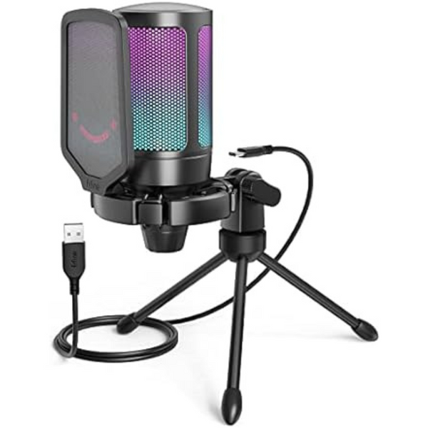 Fifine USB Pop Filter RGB Microphone With Stand