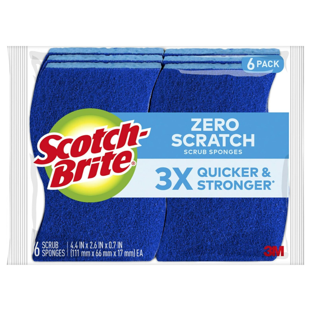 6-Pack Scotch-Brite Zero Scratch Scrub Sponges