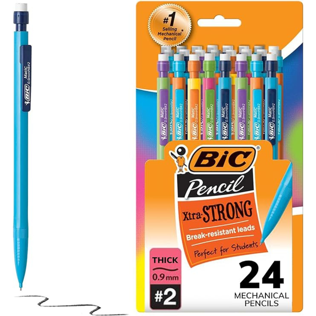 24-Pack BIC Xtra-Strong Mechanical Pencil Colorful Barrel 0.9mm