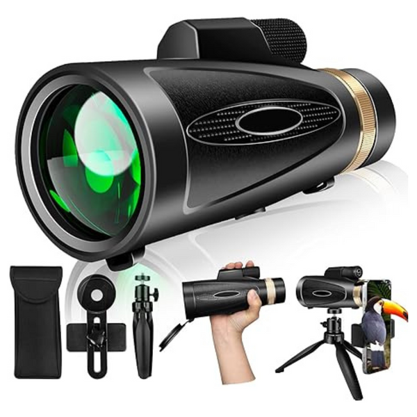 80x100 High Power Monocular Telescope With Smartphone Tripod