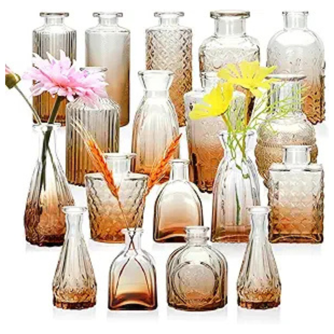 18 Pack Small Glass Vintage Vases For Flowers