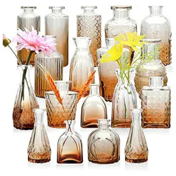 18 Pack Small Glass Vintage Vases For Flowers