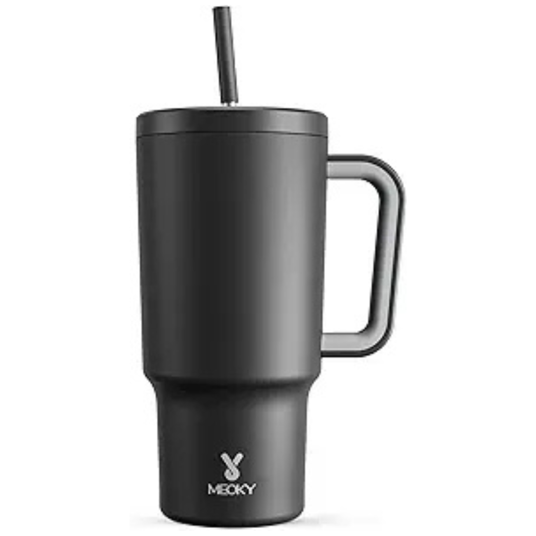 30oz Insulated Stainless Steel Tumbler With Handle, Lid And Straw