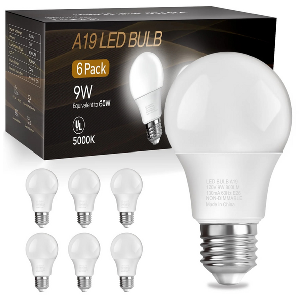 6-Pack 60W Equivalent A19 LED Light Bulb