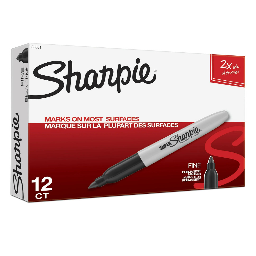 12-Count Sharpie Super Permanent Markers (Fine Point, Black)