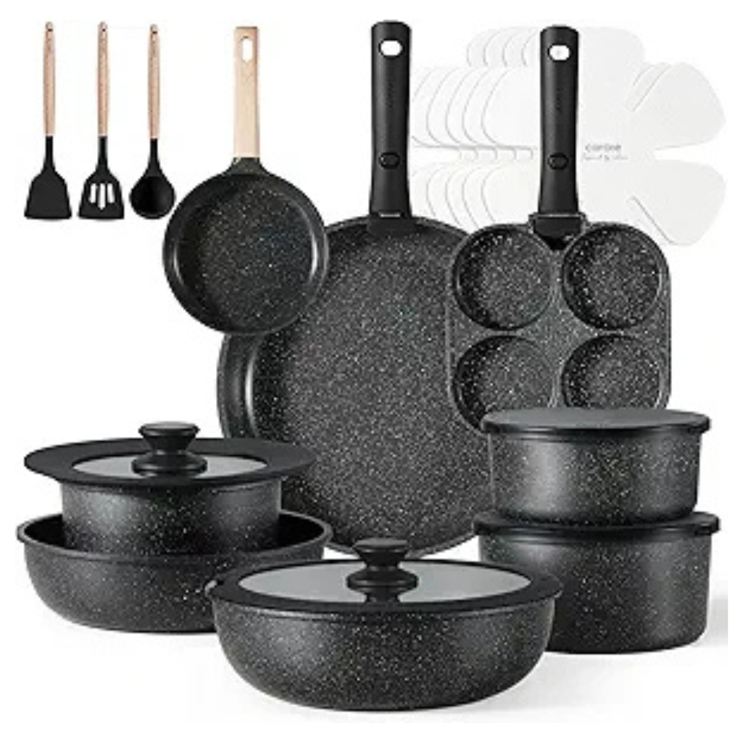 23-Piece Carote Non-Stick Pots And Pans Set With Detachable Handle