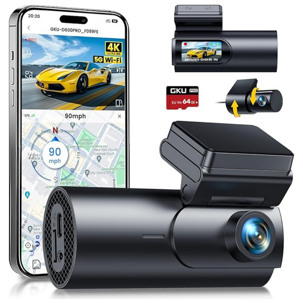 4K+1080P 5.8GHz WiFi & GPS Dash Camera