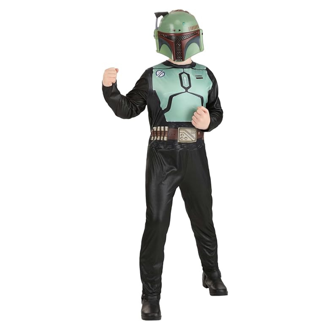 Star Wars Boba Fett Official Printed Jumpsuit Youth Costume W/ Plastic Mask