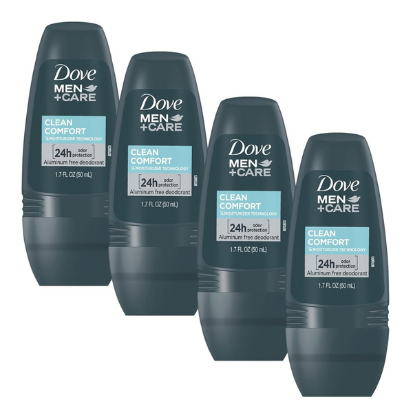 4-Pack Dove Men+Care Clean Comfort Roll On Deodoran (1.7 Oz)