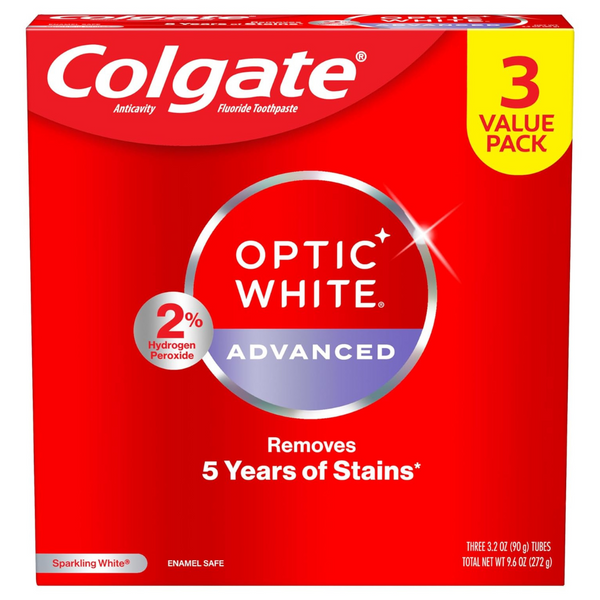 3-Pack Colgate Optic Sparkling White Advanced Toothpaste (3.2 oz)