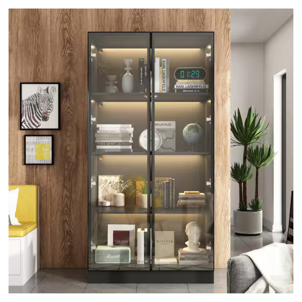 Tempered Glass Storage Display Cabinet With LED Lights