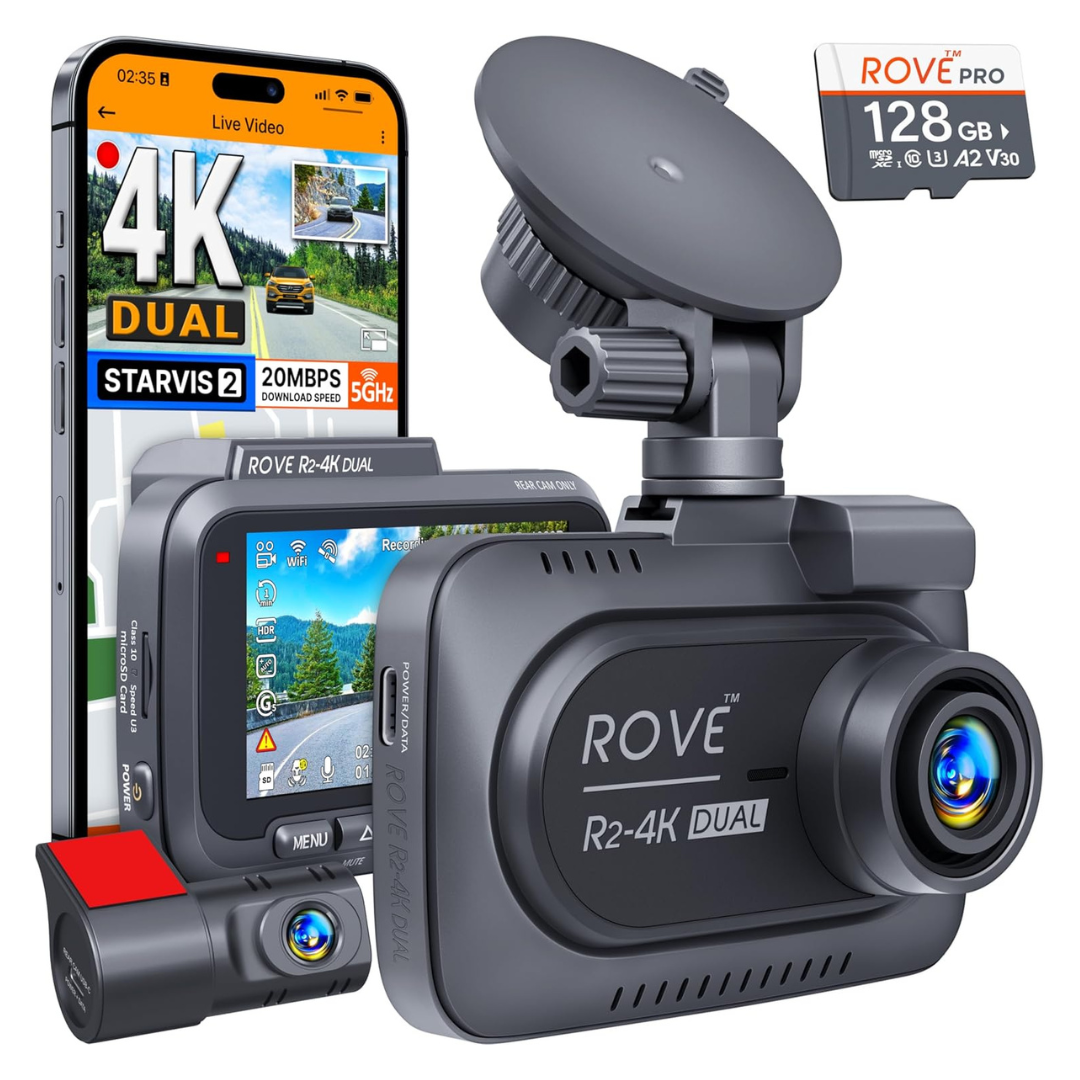 ROVE R2-4K 2160P/FHD 3" IPS, 24H Parking Mode DUAL Dash Cam