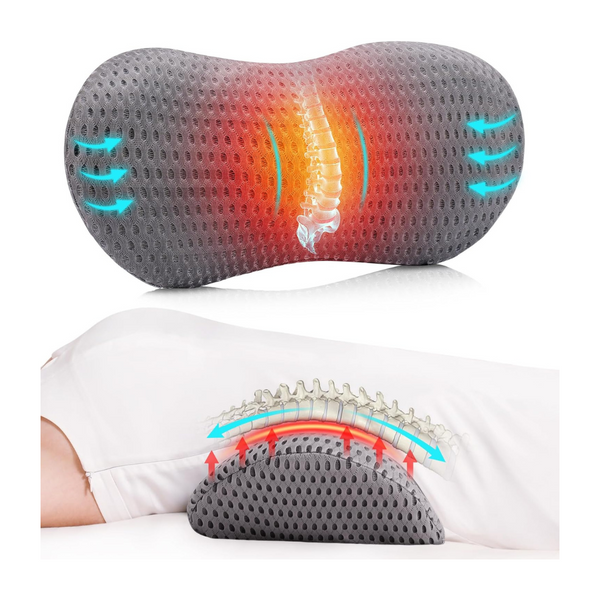 Heated Lumbar Support Memory Foam Pillow For Lower Back Pain Relief