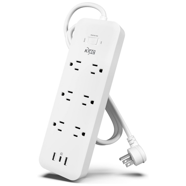 KMC 30W USB-C 6-Outlet Surge Protector Power Strip W/ 4ft Extension Cord