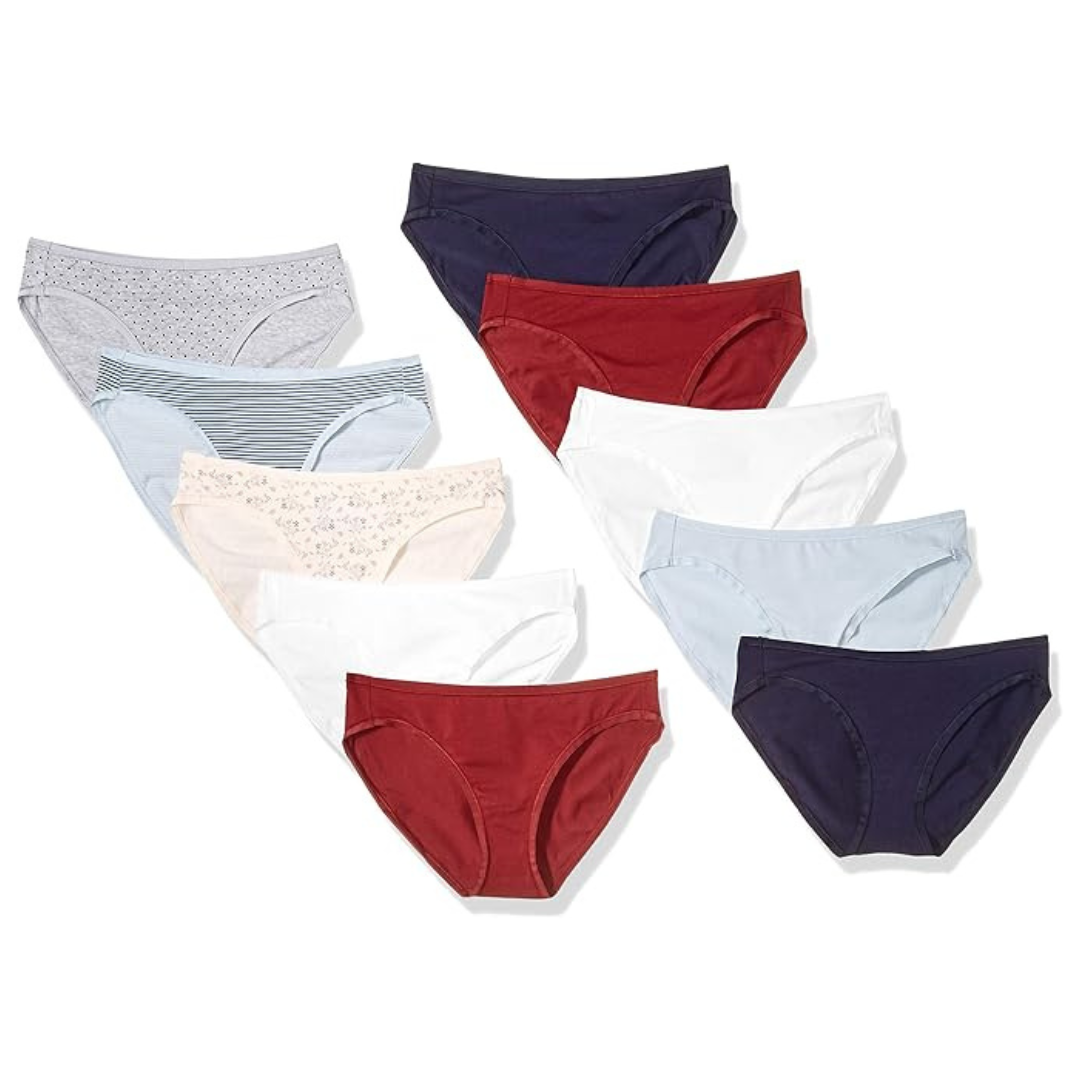 10-Pack Amazon Essentials Women's Cotton Bikini Brief Underwear