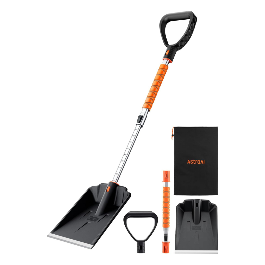 AstroAI 44.5" Adjustable Aluminum Shaft Snow Shovel (Weighs 1.75lb)