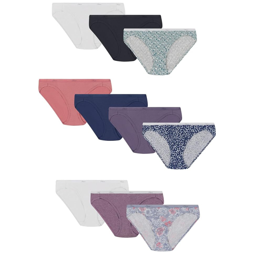 10-Pack Hanes Women's Classic Cotton Bikini Panties