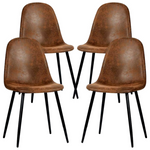 4-Pack FurnitureR Suede Dining Chairs with Metal Legs