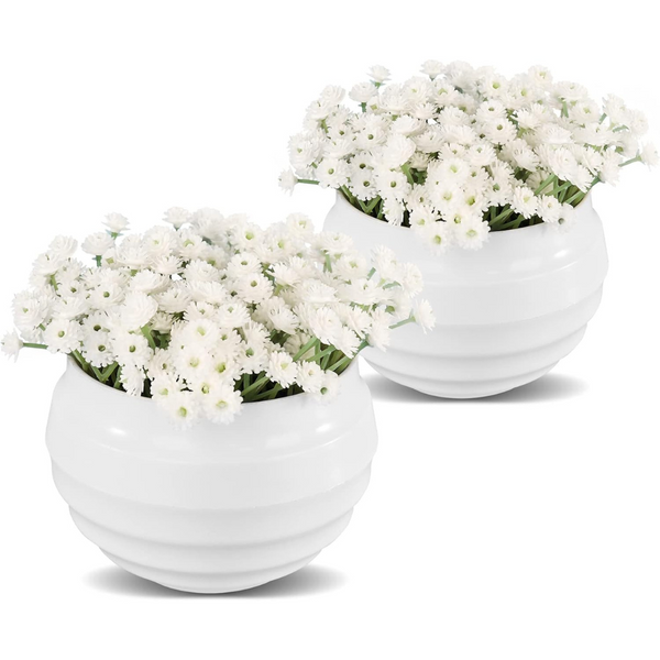 2-Pack Artificial White Gypsophila with Plastic Vase