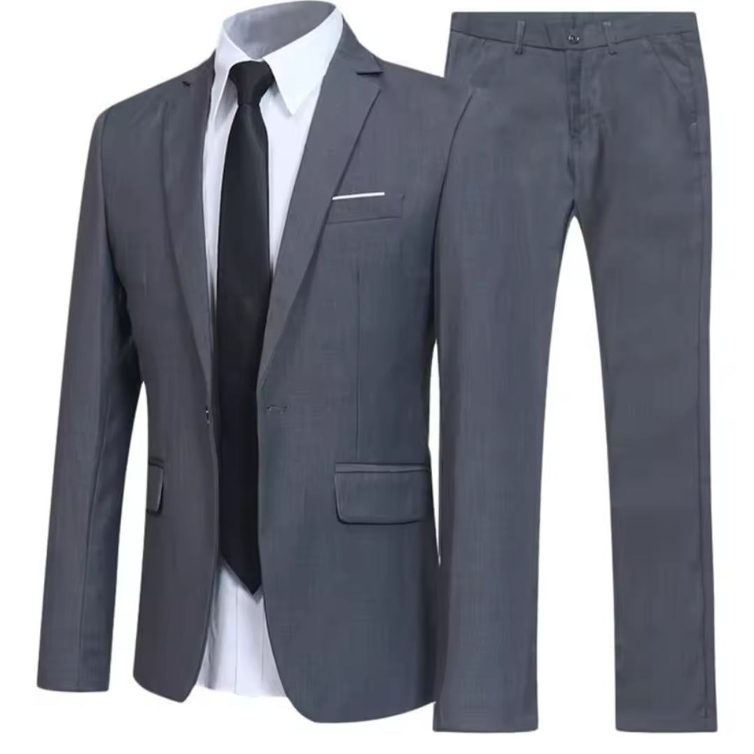 Men's Collar Lapel Pockets Buttons Groom Suit Set