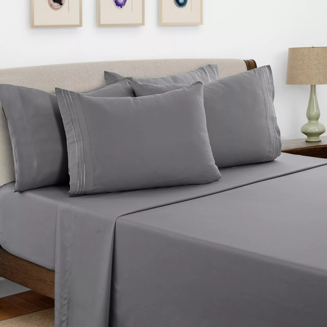 6-Piece 1800 Series Microfiber Comfort Deep Pocket Hotel Bed Sheet