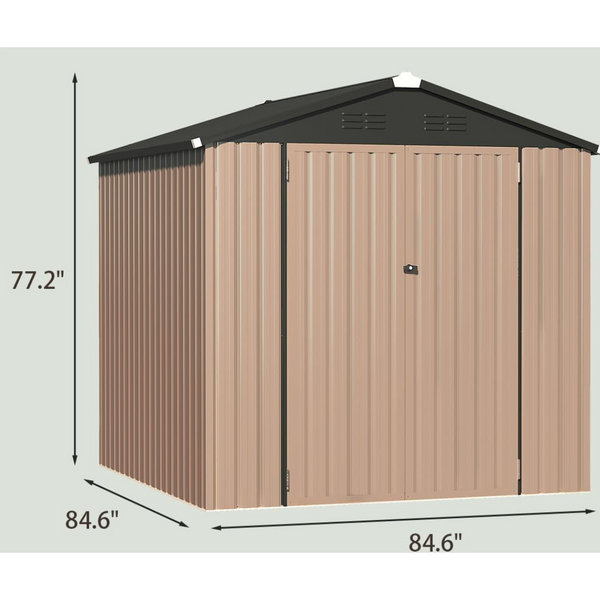 7' x 7' Storage Metal Large Outdoor Shed with Lockable