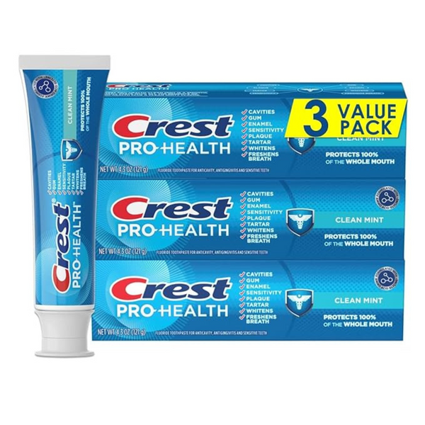 3-Pack Crest Pro-Health Clean Mint Toothpaste, 4.3 Oz