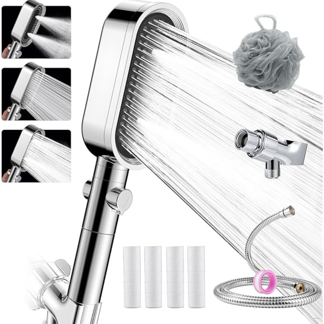 High-Pressure Shower Head With Handheld & Accessories