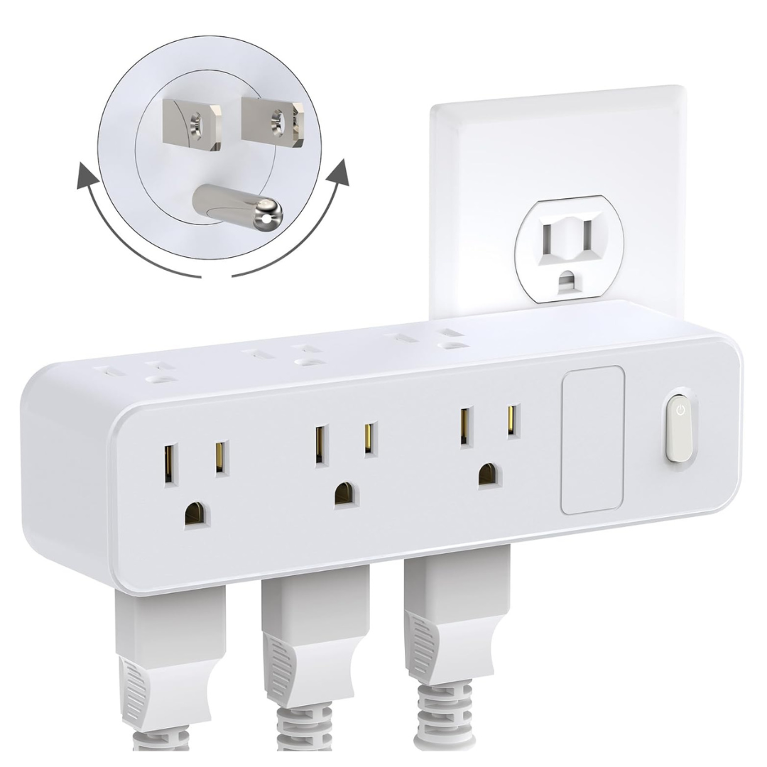 Outlet Extender With 9 AC Outlets With 360 Deg.Rotating Plug