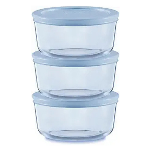 3-Pack Pyrex Colors Tinted Glass Round Food Storage Container Set