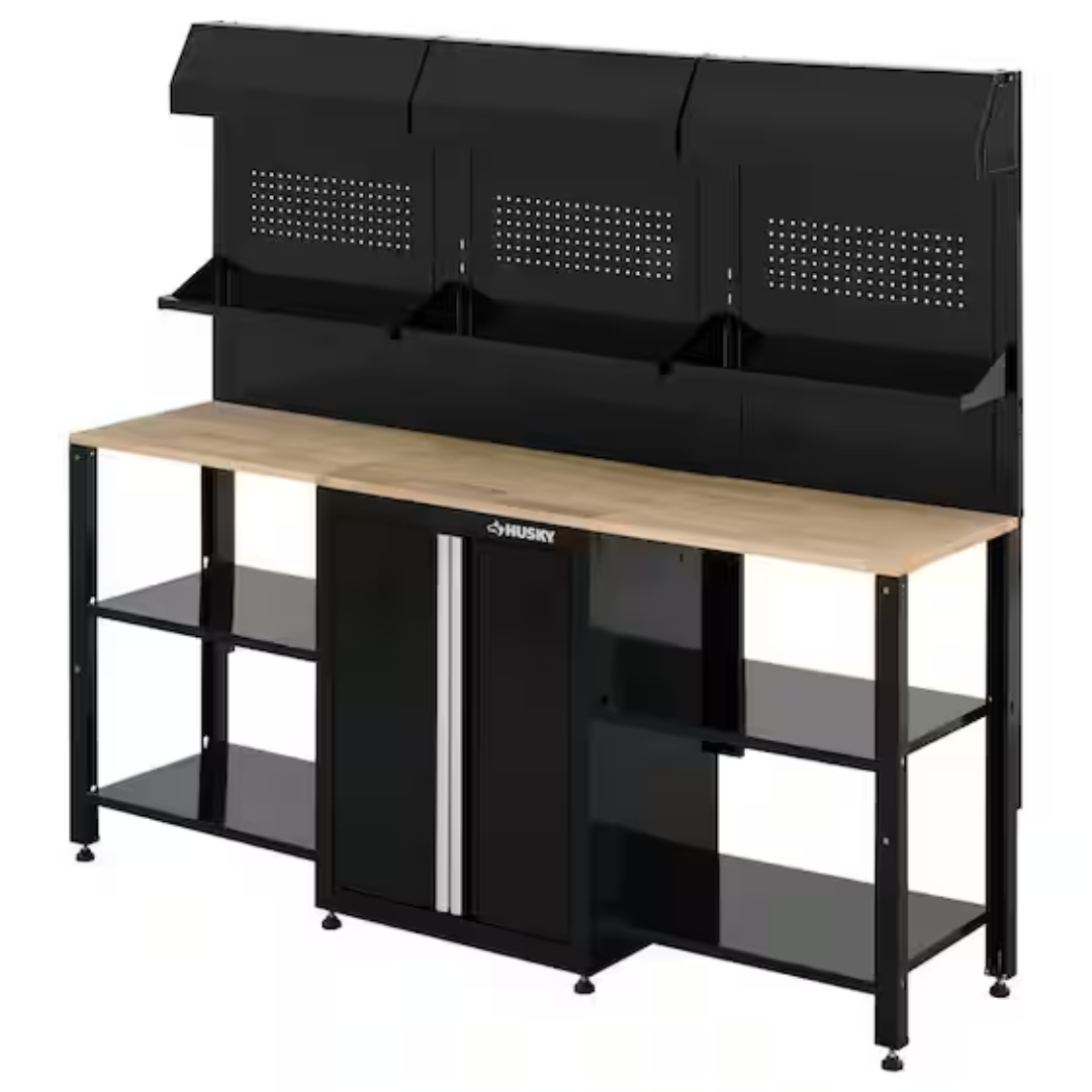 9-Piece Husky Ready-To-Assemble Steel Garage Workstation (Black)