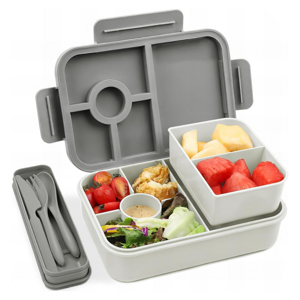 45oz Adult Bento Lunch Box W/4 Compartments Cutlery Sauce Container