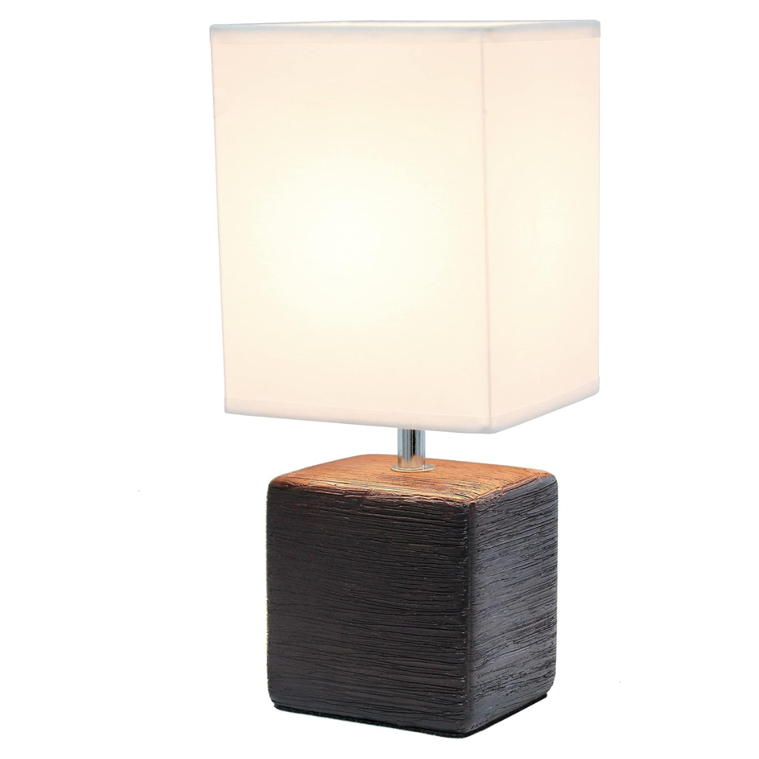 Simple Designs Petite Faux Stone Table Lamp With Fabric Shade