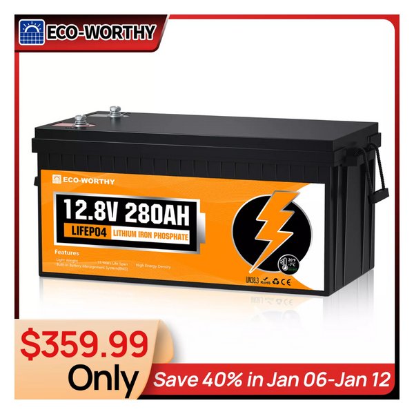 ECO-WORTHY 12V 300Ah LiFePO4 Lithium Battery