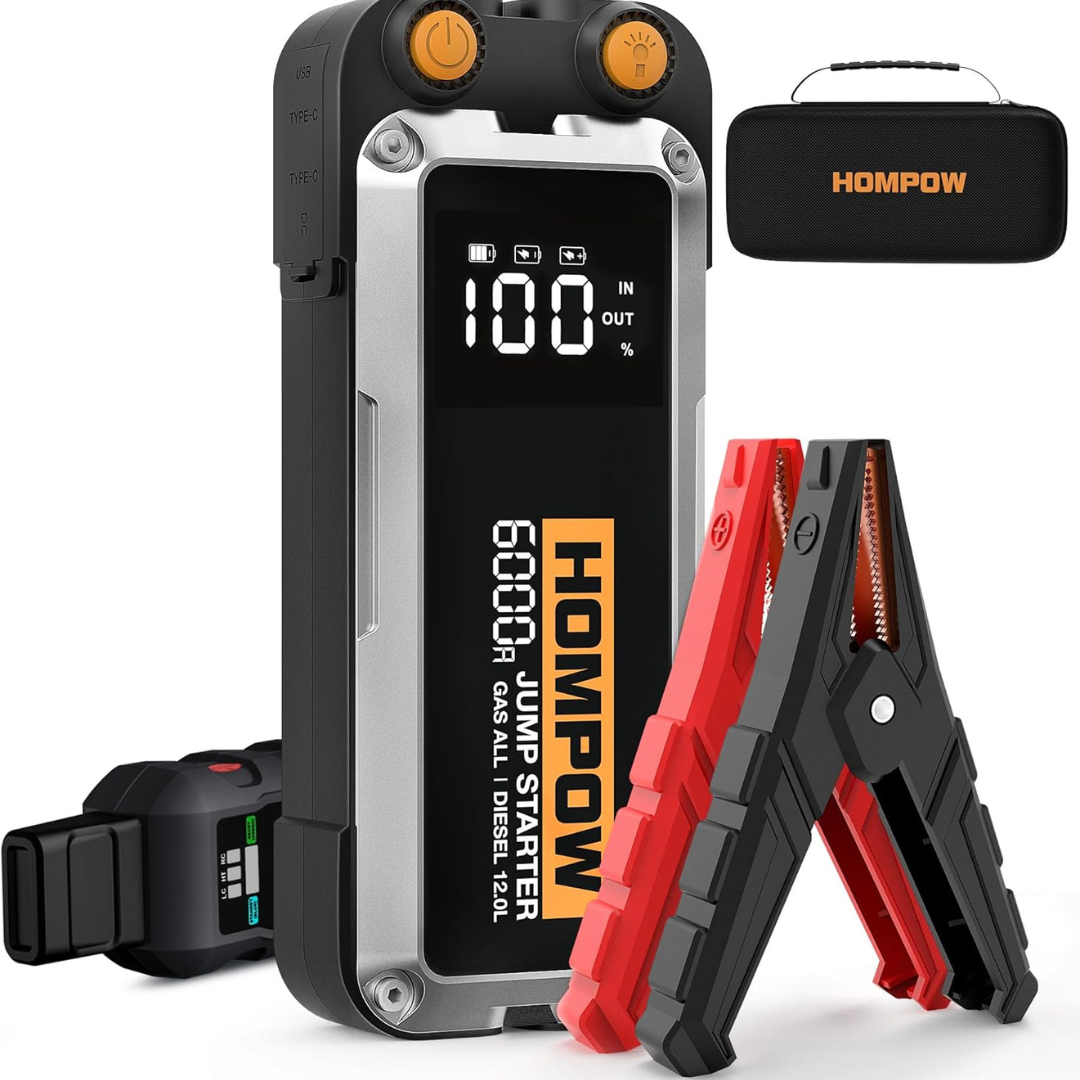 Hompow 6000A Peak Portable 12V Car Battery Charger