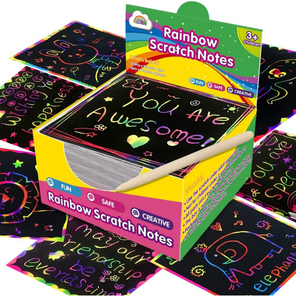 125-Count Kids Rainbow Magic Scratch Paper Note Cards