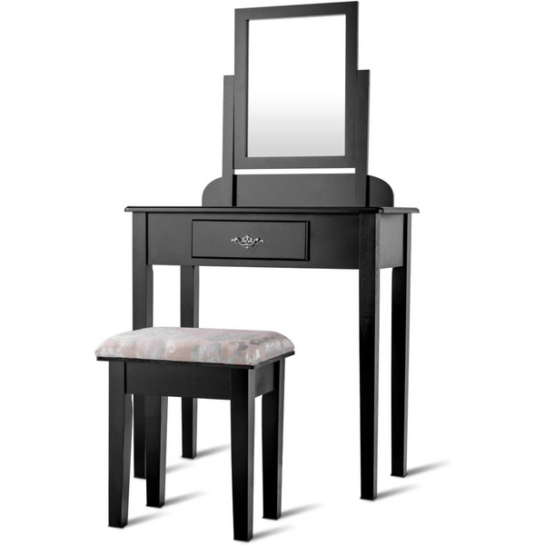 Vanity Dressing Table Stool Set with 360 deg. Rotating Makeup Mirror